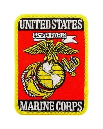 IRON ON RECTANGLE US MARINES LOGO PATCH