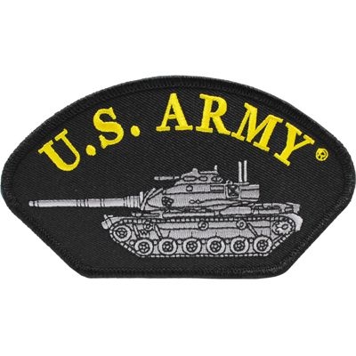 IRON ON US ARMY W/TANK HAT PATCH