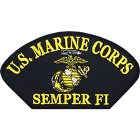 IRON ON BLACK SEMPER FI HAT PATCH
