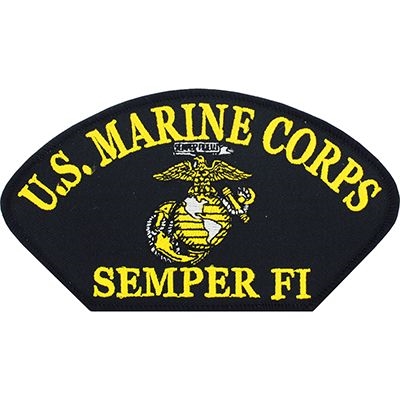 IRON ON BLACK SEMPER FI HAT PATCH