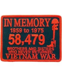 IRON ON IN MEMORY VIETNAM WAR RED/BLACK PATCH