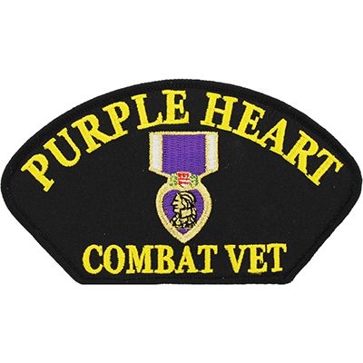IRON ON PURPLE HEART COMBAT VET PATCH