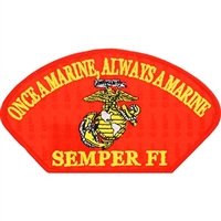 IRON ON USMC ONCE A MARINE HAT PATCH