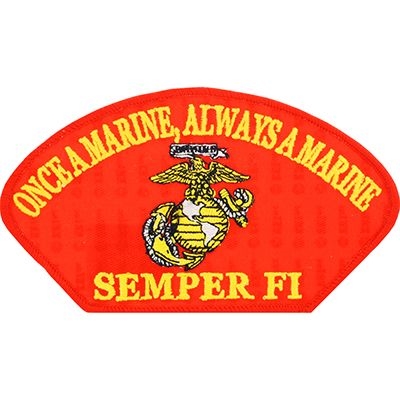 IRON ON USMC ONCE A MARINE HAT PATCH