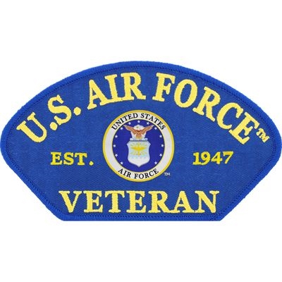 IRON ON USAF VETERAN LOGO HAT PATCH