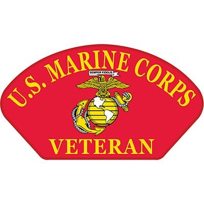 IRON ON USMC VETERAN HAT PATCH
