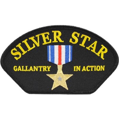 IRON ON SILVER STAR MEDAL HAT PATCH