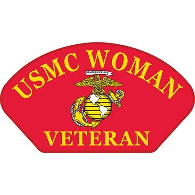 IRON ON USMC WOMAN VETERAN HAT PATCH