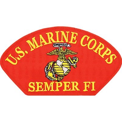 IRON ON USMC RED SEMPER FI HAT PATCH