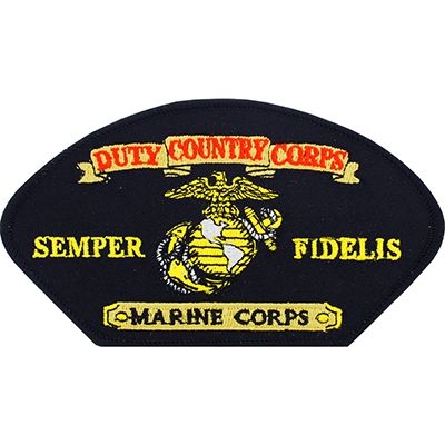 IRON ON USMC DUTY COUNTRY CORPS HAT PATCH