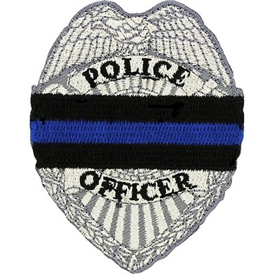 IRON ON BLUE LINE POLICE BADGE PATCH
