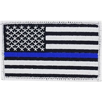 IRON ON BLUE LINE USA FLAG PATCH