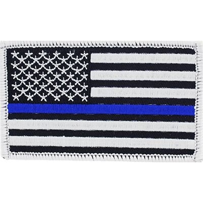 IRON ON BLUE LINE USA FLAG PATCH