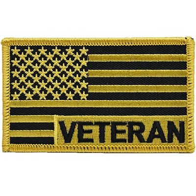 IRON ON GOLD VETERAN FLAG PATCH