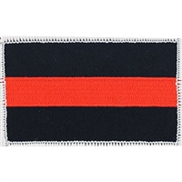 IRON ON RED STRIPE FIRE DEPT FLAG PATCH