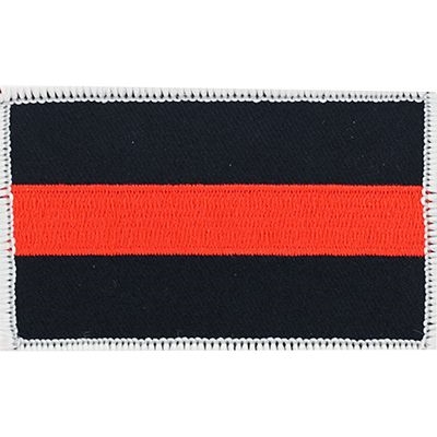 IRON ON RED STRIPE FIRE DEPT FLAG PATCH