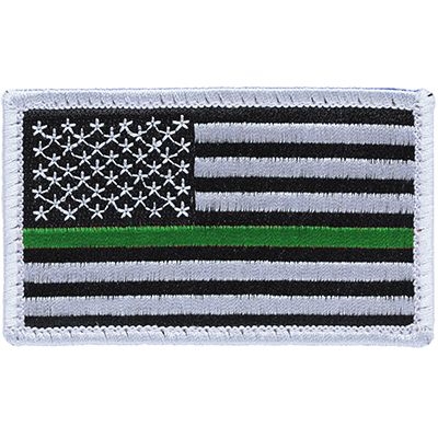 IRON ON USA FLAG GREEN STRIPE PATCH