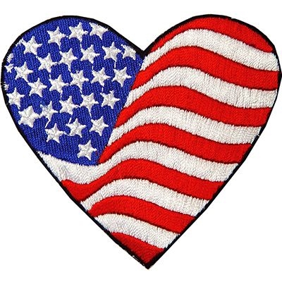 IRON ON USA HEART PATCH