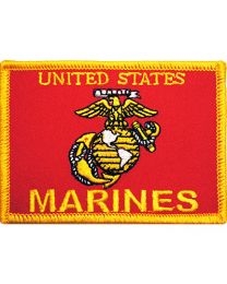 IRON ON RECTANGLE US MARINES FLAG PATCH