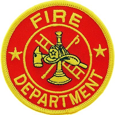 IRON ON ROUND FIRE DEPT LOGO PATCH