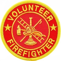 IRON ON ROUND VOLUNTEER FIREFIGHTER PATCH