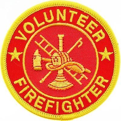 IRON ON ROUND VOLUNTEER FIREFIGHTER PATCH