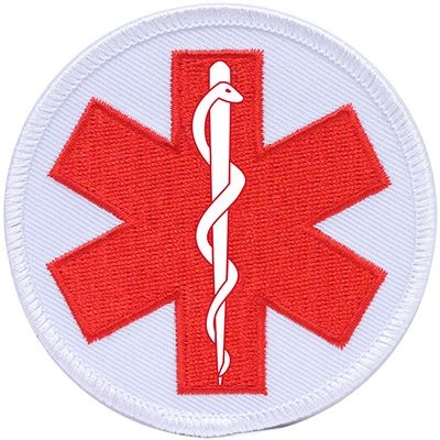 IRON ON RED/WHITE STAR OF LIFE PATCH