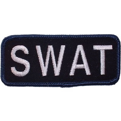 IRON ON SWAT TAB BLK/WHITE PATCH