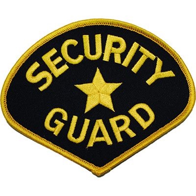 IRON ON SECURITY GUARD ROYAL/YELLOW PATCH
