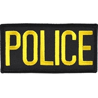 IRON ON POLICE TAB BLK/YELLOW PATCH