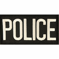 IRON ON POLICE TAB BLK/WHITE PATCH