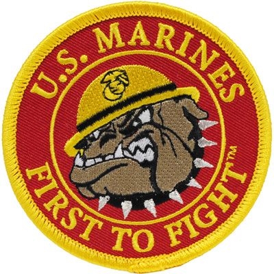 IRON ON USMC BULLDOG FIRST TO FIGHT PATCH