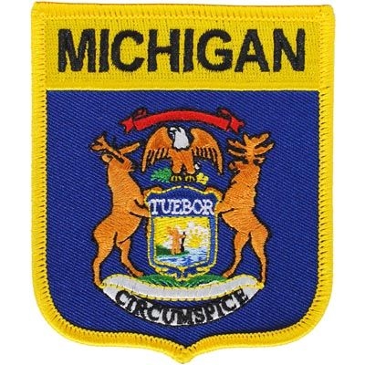 IRON ON MICHIGAN SHIELD PATCH