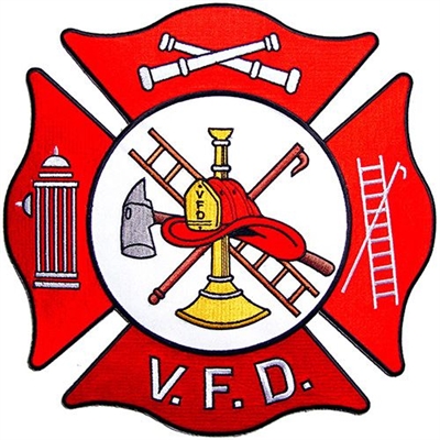 IRON ON V.F.D. FIRE DEPT LOGO PATCH