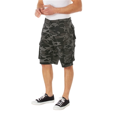 Vintage Paratrooper Cargo Shorts - Black Camo