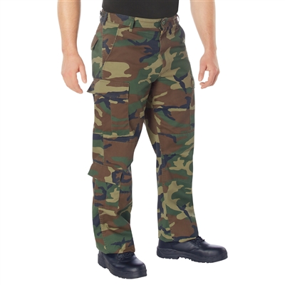 Vintage Paratrooper Cargo Fatigue Pants - Woodland Camo