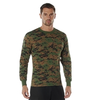 Long Sleeve Solid T-Shirt - Woodland Digital Camo