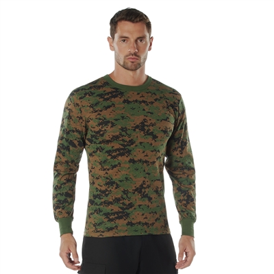 Long Sleeve Solid T-Shirt - Woodland Digital Camo