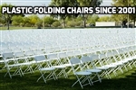 VOLUME DISCOUNTS Plastic Folding Chair - Cheap Plastic folding chairs, White Poly Samsonite Folding Chairs, lowest prices folding chairs