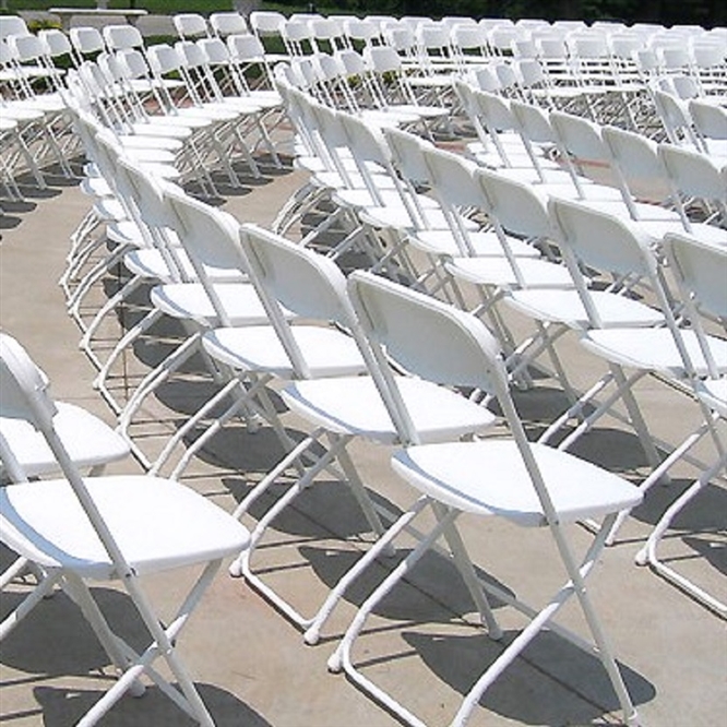 Cheap Prices White Poly Folding Stacking Chairs -Los Angele  Discount Chair Prices