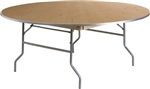 60" Round Cheap METAL EDGE Wood Folding Table,  Florida Plywood Folding Tables, Lowest prices folding tables