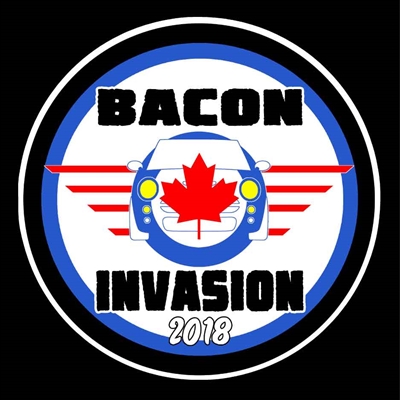 Bacon Invasion 2018 Blue MINI Wings Vinyl Decal or Grill Badge