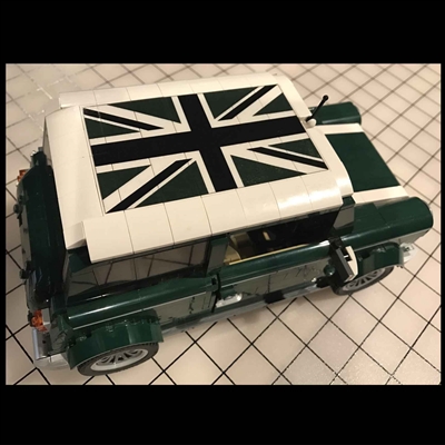 Union Jack Green / Black Roof Sticker for LEGO Mini