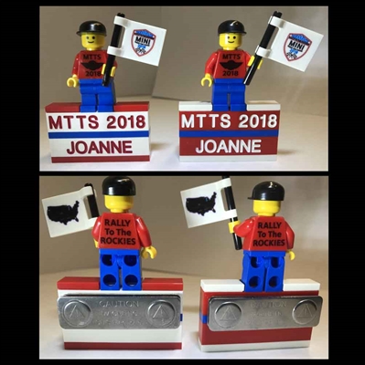 Custom LEGO MTTS 2018 Name Tag  W/ Minifig Flag Boy