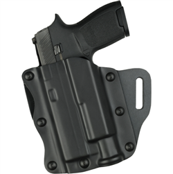 SAFARILAND MODEL 557 OPEN-TOP BELT SLIDE CONCEALMENT STX TACTICAL HOLSTER, S&W M&P 9/40 WITH SUREFIRE X300, LEFT HANDED