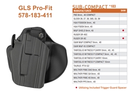 Safariland GLS Pro-Fit Concealment Holster, Sub-Compact, Black, Right Handed