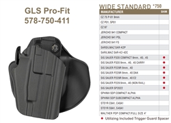 Safariland GLS Pro-Fit Concealment Holster, Wide Standard, Black, Left Handed