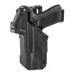 BLACKHAWK 44NB00BK T-SERIES L2D LIGHT-BEARING RED DOT SIGHT (RDS) DUTY HOLSTER, GLOCK 17 WITH STREAMLIGHT TLR-1/2, LEFT HANDED