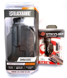 BLACKHAWK OMNIVORE WITH STREAMLIGHT TLR-1, BLACK, LEFT HANDED