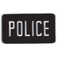 POLICE BACK PATCH, 9 X 5IN, WHITE ON BLACK